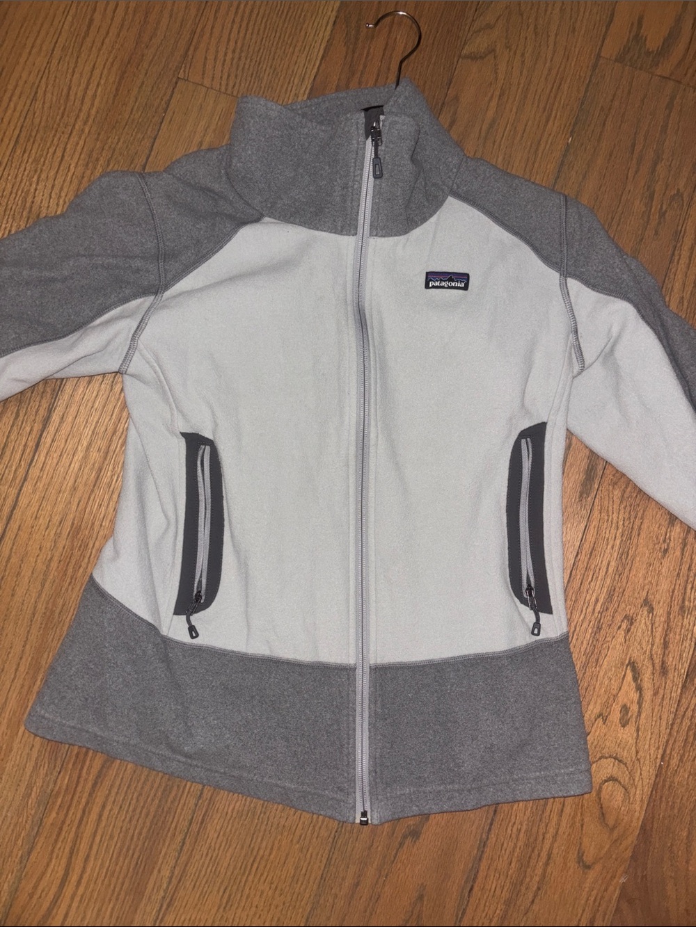 Patagonia Light Gray and Charcoal Full-Zip Fleece Jacket